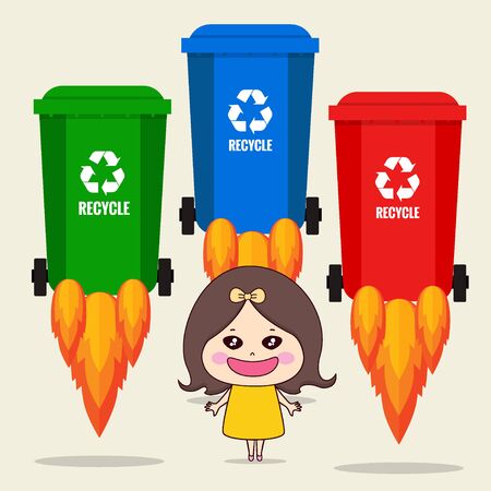 Throw garbage in place. ECO FRIENDLY. Ecology concept. Vector illustration.のイラスト素材