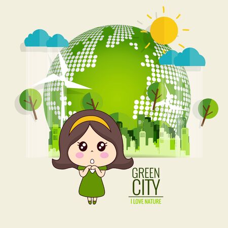 Save world. Eco friendly. Ecology concept. Vector illustration.のイラスト素材