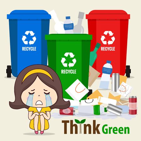 Throw garbage in place. ECO FRIENDLY. Ecology concept. Vector illustration.のイラスト素材