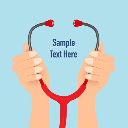 Doctor holding stethoscope. Medical background. Vector illustration.のイラスト素材