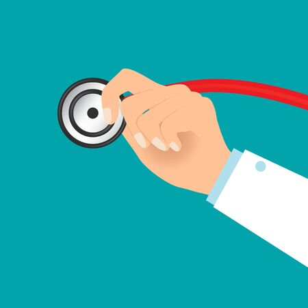 Doctor holding stethoscope. Medical background. Vector illustration.のイラスト素材