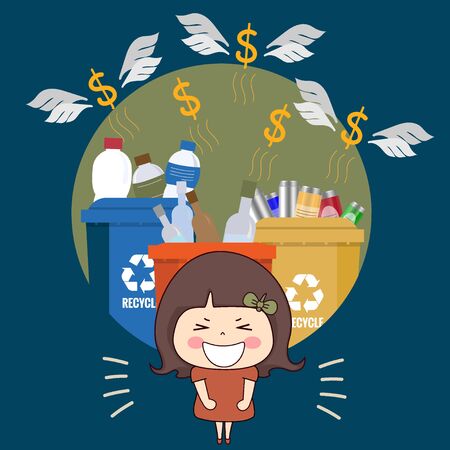 Throw garbage in place. ECO FRIENDLY. Ecology concept. Vector illustration.のイラスト素材