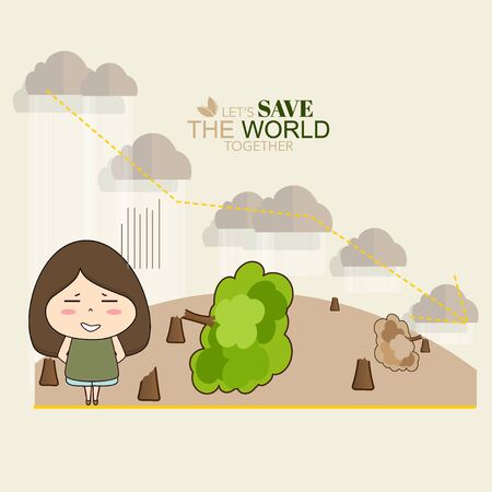 Save world. Eco friendly. Ecology concept. Vector illustration.のイラスト素材