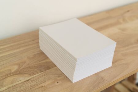 Blank catalog, magazines, book, mock up on wood background.の写真素材