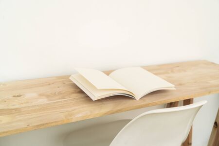Blank catalog, magazines, book, mock up on wood background.の写真素材