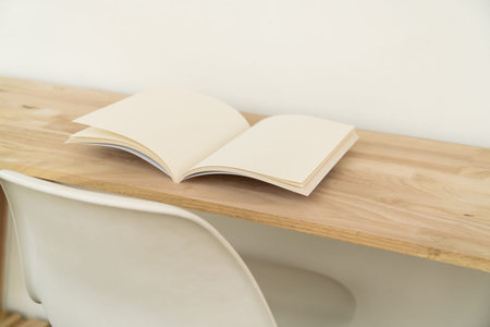 Blank catalog, magazines, book, mock up on wood background.