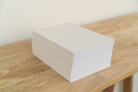 Blank catalog, magazines, book, mock up on wood background.の写真素材