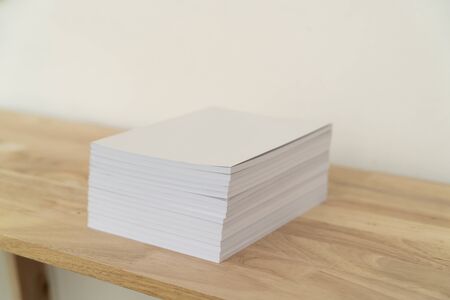 Blank catalog, magazines, book, mock up on wood background.の写真素材
