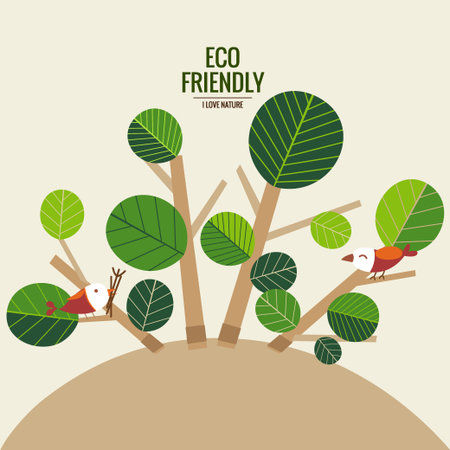 ECO FRIENDLY. Ecology concept with tree background. Vector illustration.のイラスト素材