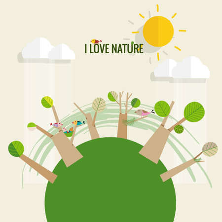 Abstract tree. Ecology concept with tree background. Vector illustration.のイラスト素材