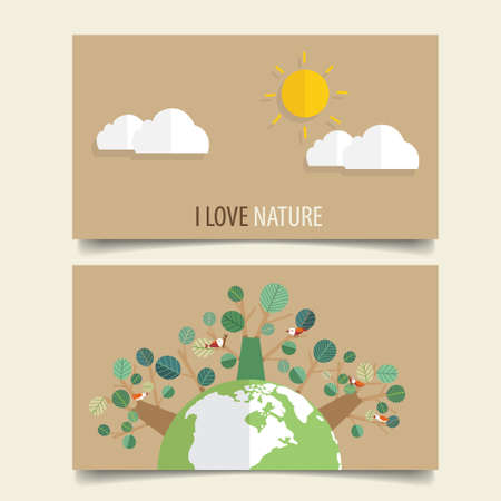 ECO FRIENDLY. Ecology concept with tree background. Vector illustrationのイラスト素材