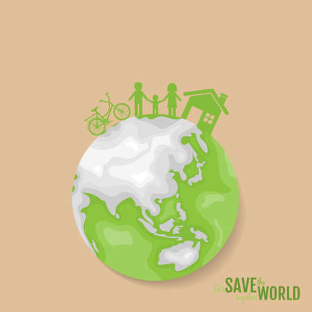 ECO FRIENDLY. Ecology concept with tree background. Vector illustration.のイラスト素材