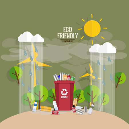 ECO FRIENDLY. Ecology concept with tree background. Vector illustration.のイラスト素材