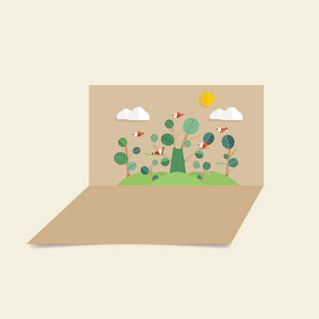 ECO FRIENDLY. Ecology concept with Green Eco Earth. Vector illustration.のイラスト素材