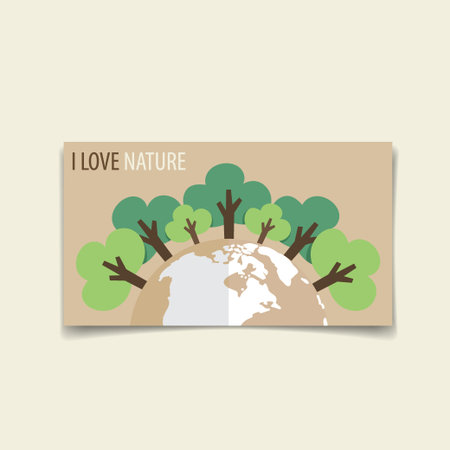 ECO FRIENDLY. Ecology concept with tree background. Vector illustration.のイラスト素材