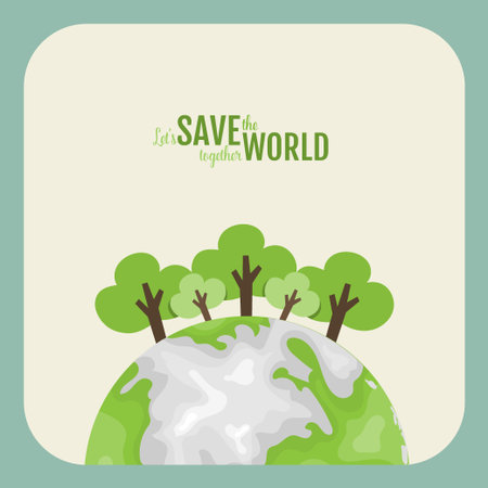 ECO FRIENDLY. Ecology concept with tree background. Vector illustration.のイラスト素材