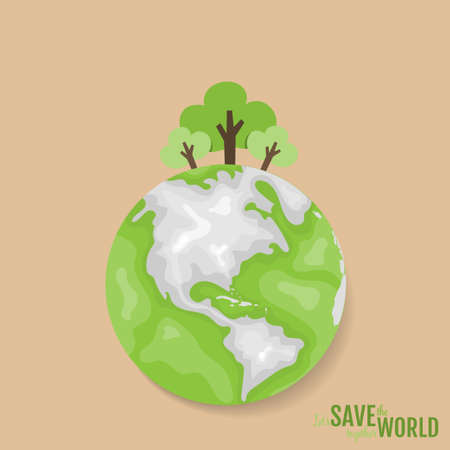 ECO FRIENDLY. Ecology concept with tree background. Vector illustration.のイラスト素材