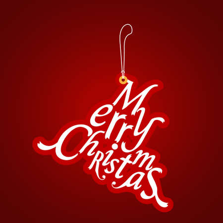 Christmas Greeting Card. Merry Christmas lettering with Christmas tree, vector illustrationのイラスト素材