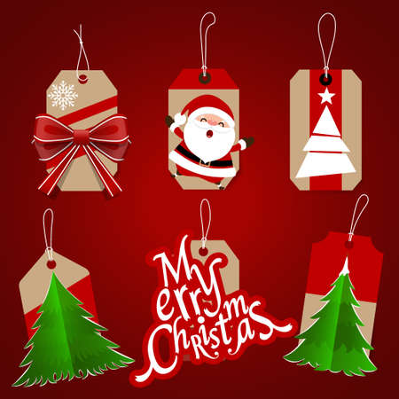 Christmas Greeting Card. Merry Christmas lettering with Christmas tree, vector illustrationのイラスト素材