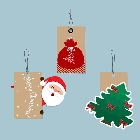 Christmas Sale Tags and Clearance Tags. Festive christmas design. Vector illustrationのイラスト素材