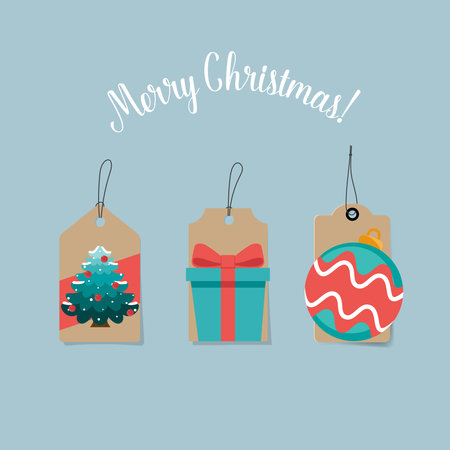 Christmas Sale Tags and Clearance Tags. Festive christmas design. Vector illustrationのイラスト素材