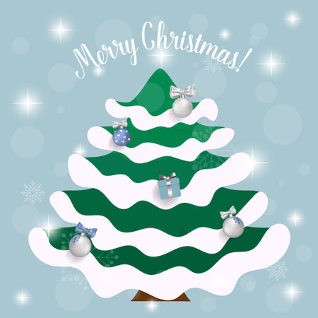 Decorated christmas tree. Holiday background. Merry Christmas and Happy New Year. Vector illustration.のイラスト素材