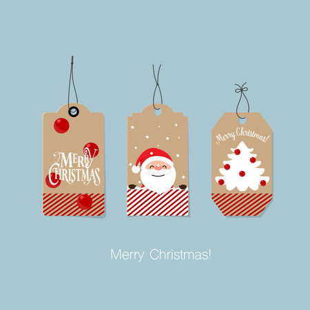 Christmas Sale Tags and Clearance Tags. Festive christmas design. Vector illustrationのイラスト素材