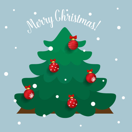 Decorated christmas tree. Holiday background. Merry Christmas and Happy New Year. Vector illustration.のイラスト素材
