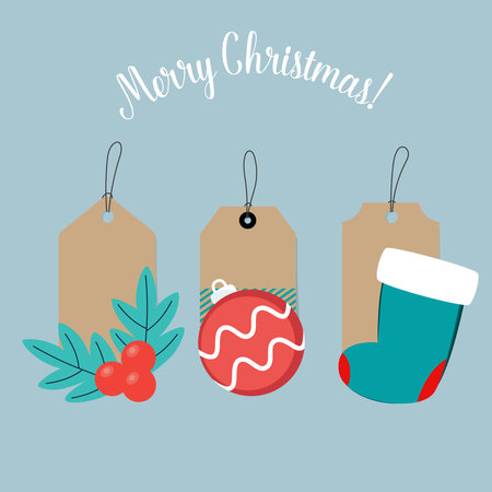 Christmas Sale Tags and Clearance Tags. Festive christmas design. Vector illustrationのイラスト素材