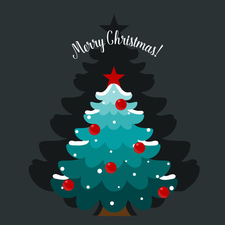 Christmas tree. Merry Christmas and happy new year greeting card. Vector Illustrationのイラスト素材