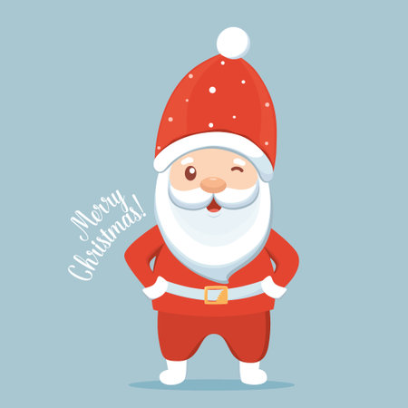 Christmas Santa Claus Cartoon. Merry Christmas and happy new year greeting card. Vector Illustrationのイラスト素材