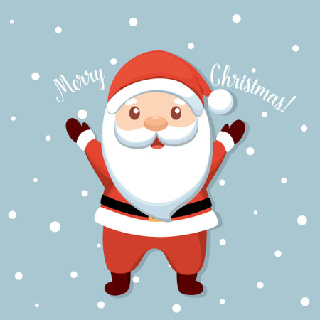 Christmas Santa Claus Cartoon. Merry Christmas and happy new year greeting card. Vector Illustrationのイラスト素材