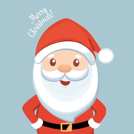 Christmas Santa Claus Cartoon. Merry Christmas and happy new year greeting card. Vector Illustrationのイラスト素材