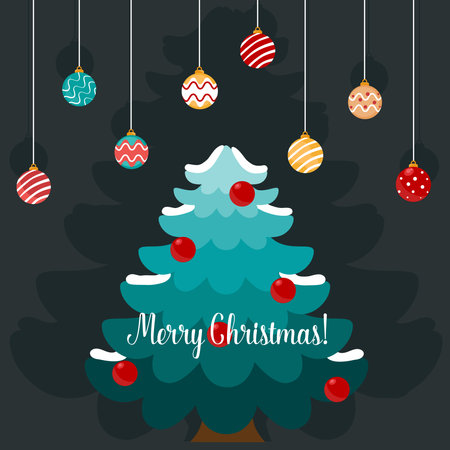 Christmas tree. Merry Christmas and happy new year greeting card. Vector Illustrationのイラスト素材