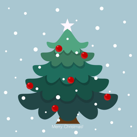Decorated christmas tree. Holiday background. Merry Christmas and Happy New Year. Vector illustration.のイラスト素材