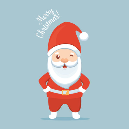 Christmas Santa Claus Cartoon. Merry Christmas and happy new year greeting card. Vector Illustrationのイラスト素材
