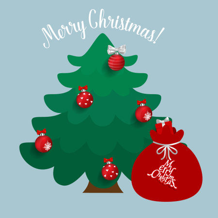 Decorated christmas tree. Holiday background. Merry Christmas and Happy New Year. Vector illustration.のイラスト素材