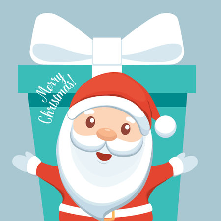 Christmas Santa Claus Cartoon. Merry Christmas and happy new year greeting card. Vector Illustrationのイラスト素材