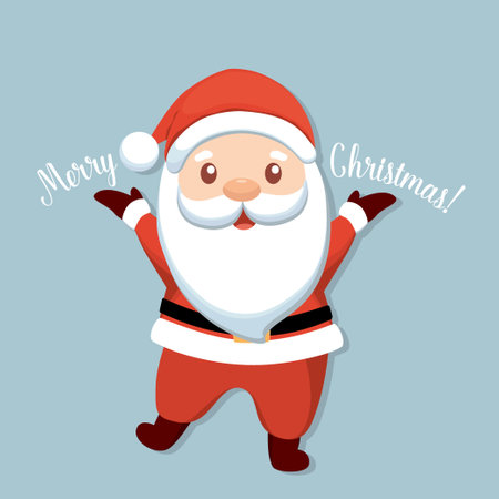Christmas Santa Claus Cartoon. Merry Christmas and happy new year greeting card. Vector Illustrationのイラスト素材