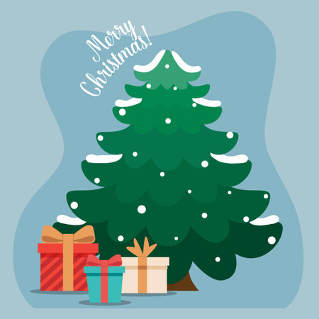 Christmas tree and decorative festive object. Merry Christmas and happy new year. Vector Illustrationのイラスト素材