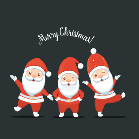 Christmas Santa Claus Cartoon. Merry Christmas and happy new year greeting card. Vector Illustration.のイラスト素材