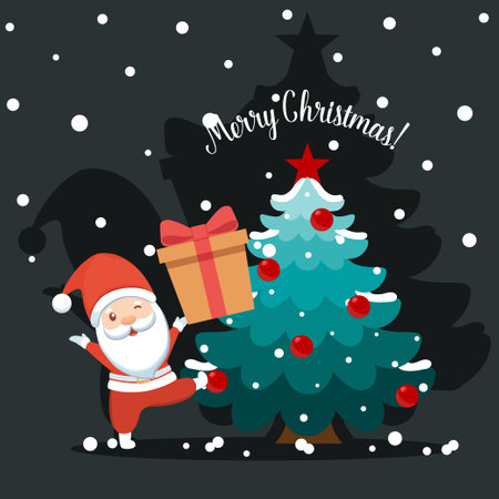 Christmas Santa Claus Cartoon. Merry Christmas and happy new year greeting card. Vector Illustrationのイラスト素材