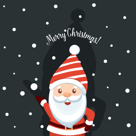 Christmas Santa Claus Cartoon. Merry Christmas and happy new year greeting card. Vector Illustration.のイラスト素材
