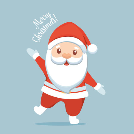 Christmas Santa Claus Cartoon. Merry Christmas and happy new year greeting card. Vector Illustrationのイラスト素材