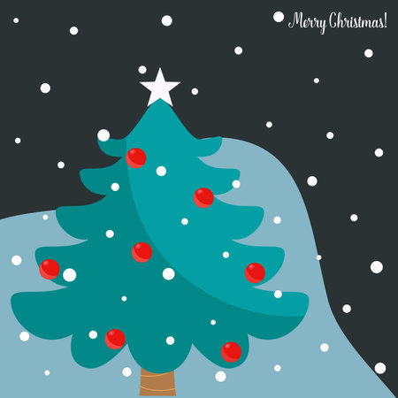 Christmas tree. Merry Christmas and happy new year greeting card. Vector Illustrationのイラスト素材