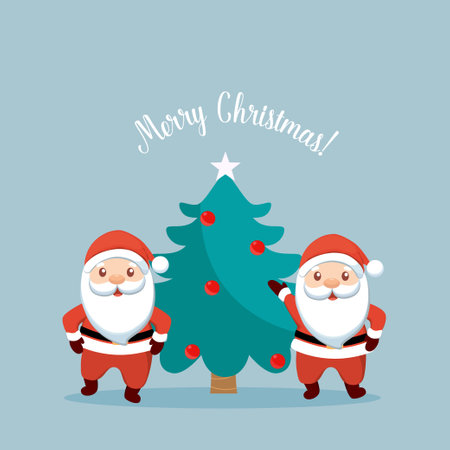 Christmas Santa Claus Cartoon. Merry Christmas and happy new year greeting card. Vector Illustrationのイラスト素材
