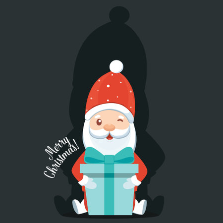 Christmas Santa Claus Cartoon. Merry Christmas and happy new year greeting card. Vector Illustrationのイラスト素材