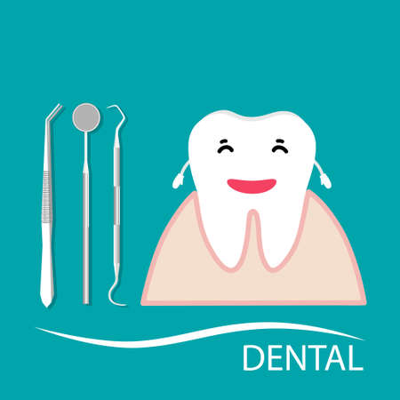 Dentist holding instruments and examining patient teeth. Teeth examination dentistry concept.Â のイラスト素材