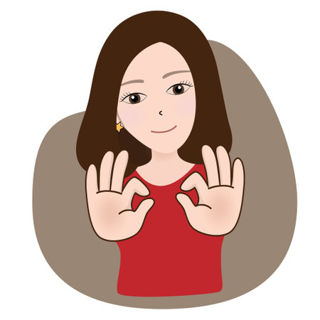 Happy woman showing OK sign. Vector illustrationのイラスト素材