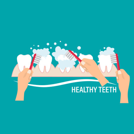Dentist holding instruments and examining patient teeth. Teeth examination dentistry concept.Â のイラスト素材